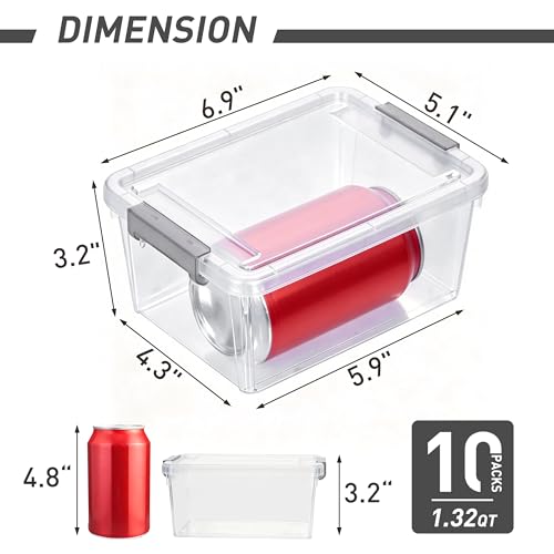 Citylife 10Packs 1.3Qt Small Storage Bins with Lids,Stackable Clear - color: Clear White, size: 1.3 QT(10 Pack)