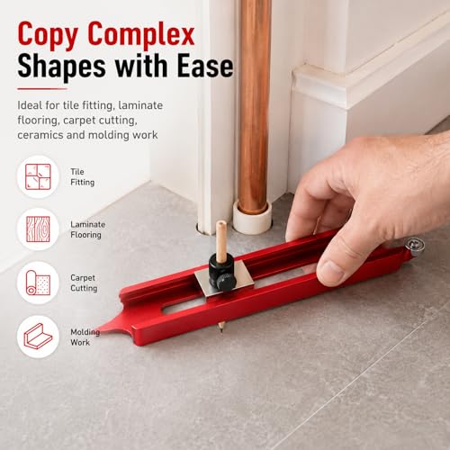 Scribing Tool with Lock & Pencil Holder, Contour Gauge for Carpentry Tiling