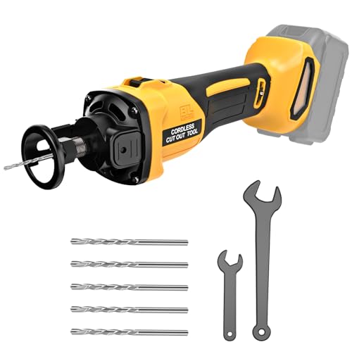 Brushless Drywall Cut-Out Tool Compatible with Dewalt 20V Battery (Tool Only), Cordless Drywall Rotary Saw, 28000 RPM, 6 Speed Adjust, Depth Adjust, 1/8" Quick Bit Change, Cutting Tool for Drywall