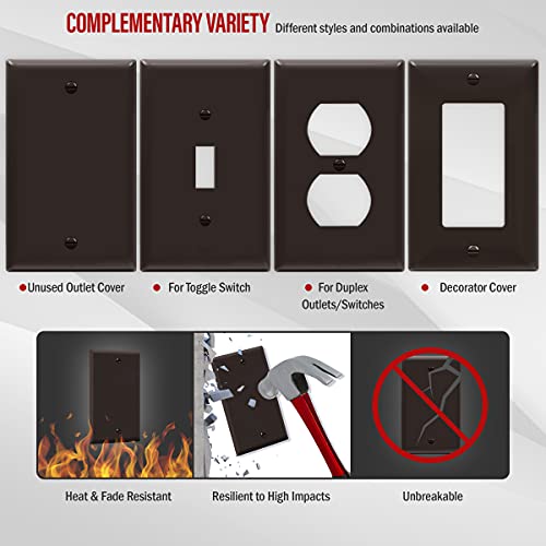 ENERLITES Blank Device Wall Plate, Gloss Finish, Standard Size 1-Gang 4.50" x 2.76", Polycarbonate Thermoplastic, 8801-BR, Brown - color: Brown, size: Standard