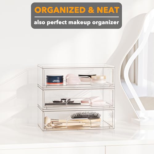 SpaceAid Bottle Storage Organizer Baby - Acrylic Bottles Station Organizer Container, Stackable Clear Drawers for Countertop, Vanity, Bathroom, Cabinet, Pantry Organization, 3 Pack, 3L, 10.3"H - size: 10.3"H, 3 Pack, 3L