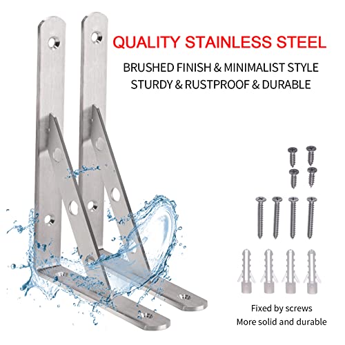 YUMORE 8 Inch Shelf Bracket, Heavy Duty L Bracket, 2 Pack - size: 8"(Soild)