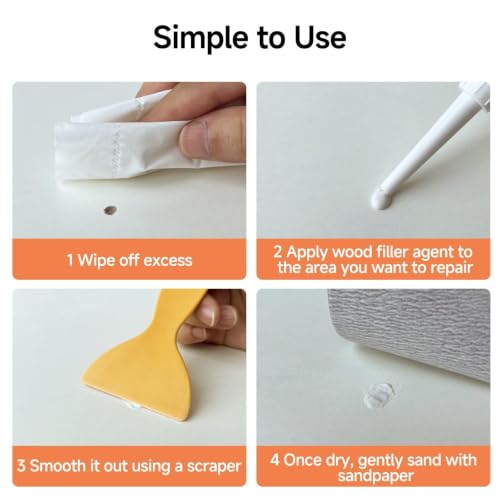 White Wood Filler, Stainable All‑Purpose Repair, 5.29 Oz (150g) - color: White, size: 150g