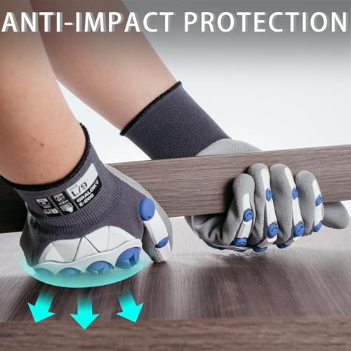 Safety Work Gloves Men Women, Impact Gloves with TPR Protection - color: Grey, size: Large