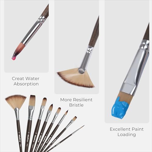 Nicpro 32pcs Paint Brush Set, Professional Paintbrushes with Paint Spatula and Cloth Roll Case, Craft Paint Brushes for Acrylic Painting, Oil, Watercolor, Gouache, Art Supplies for Artists Beginners - color: Brown