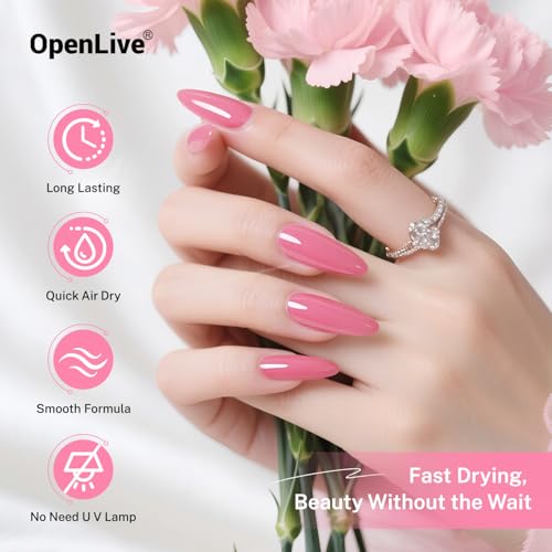 OpenLive 16.5ml Rose Pink Nail Polish Large Volume Quick Drying Nail Polish, Fast Drying and Long Lasting Color Nail Art DIY Home Manicure Gift for Women - color: Rose Pink