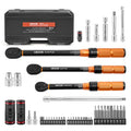 VEVOR Torque Wrench Set 1/4" 3/8" 1/2" Drive Click Torque Wrench 47-Piece, Dual Scale Readings, ±3% High Precision, with Spark Plug Sockets, Bits, Extension Bars, Storage Case, for Automotive Repair - size: 1/2" 3/8" 1/4" 47 PCS