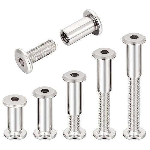 50pcs M6x15mm Silver Furniture Bolts Hex Screw for Furniture Assembly - size: M6x15mm