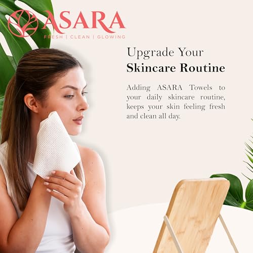 Clean Face Towels Disposable XL Facial Wipes | Add Water As a Makeup Remover | Sensitive Skin Face Towels | Organic Vegan Biodegradable - Clean Daily Towelettes | by Asara (50 Count) - size: 50 Count