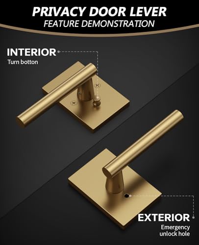 Amerdeco 10 Pack Champagne Bronze Privacy Interior Door Handles - color: Champagne Bronze