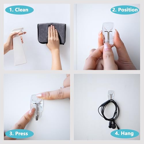 MOVELYST White Wall Hooks for Hanging, 32 Hooks+40 Strips, Value Pack (S) - size: Small, style: White-32+40