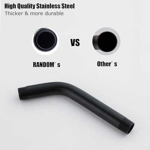 RANDOM Shower Arm with Flange,Black 6 Inches Wall Mount Angle Shower Head Extension Arm For Fixed Shower Head,Matte Black.RD91018-6MB - color: 6″ Matte Black(Round Flange)