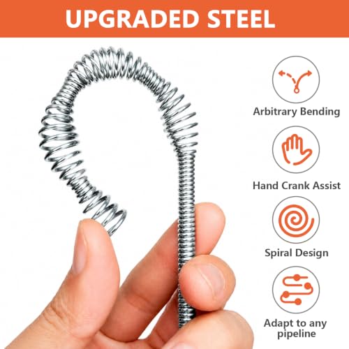 Drain Snake 8Set-33Ft Drain Clog Remover,34inch Heavy Duty Plumbing Snake,20inch Hair Clog Remover,Cleaning Brush,Goggles and Gloves Manual or Powered for Bathtub,Sewer,Sink,Drainage Pipe - style: 10SET Electric Heavy Duty