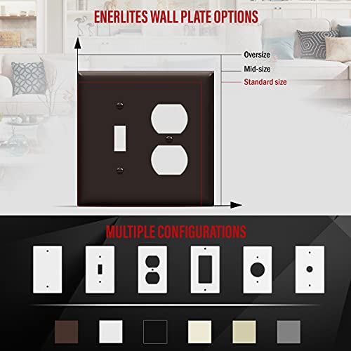 ENERLITES 2-Gang Toggle/Duplex Combination Wall Plate, Brown - color: Brown, size: Mid-Size