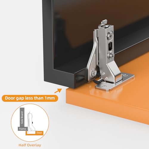 Chibery 50 Pack Half Overlay 3D Soft Close Concealed Hinge for Face Frame Door ＆ Frameless Door, Clip-on Plate, Self Closing Hidden Satin Nickel, 105° Open Angle Concealed Stainless Steel Hinges - size: Half Overlay