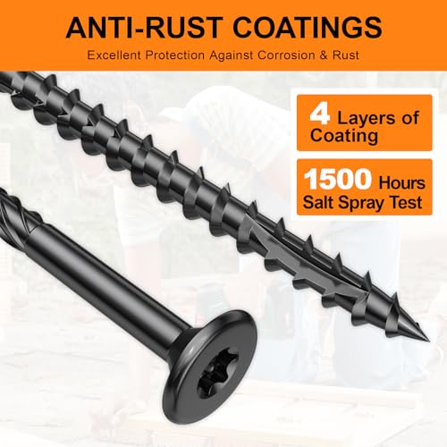 #9 x 2-1/2" Deck Screws, 500 Pcs Star Drive Wood Screws - color: Black, size: 2-1/2 Inch