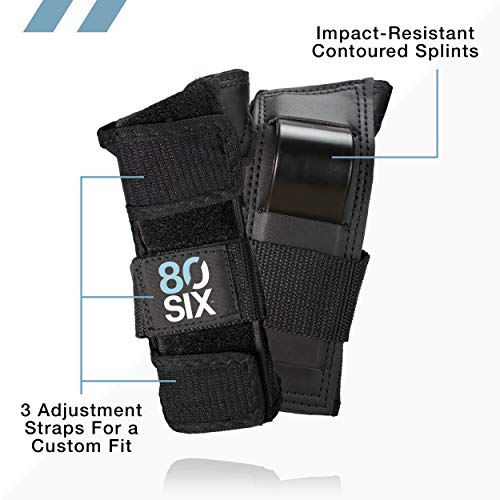 80SIX Multi-Sport Pad Set– Protective Gear for Skateboarding, Biking, Roller Skating, and Scooter - color: Black, size: 5+ Junior/X-Small