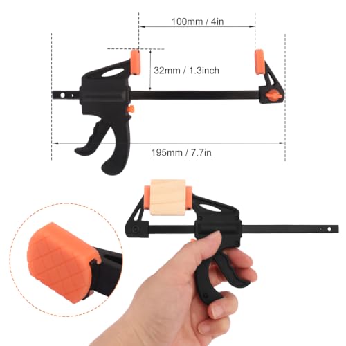20 Pack 4 Inch F Bar Clamp, Medium Duty 70lbs One Handed Clamps/Spreader, Bar Clamps for Woodworking, Crafting, by GENHAKON - size: 20 Pack 4 Inch