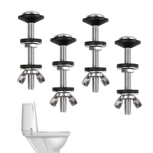 Universal Toilet Tank to Bowl Bolts Kit, 4PCS, M8 Size, Silver - color: Silver、Black