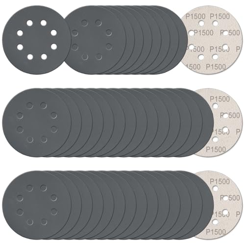 100Pcs 5 Inch Sanding Discs Hook & Loop 8-Hole Wet Dry Sandpaper 1500 Grit - style: 100Pcs 1500 Grit