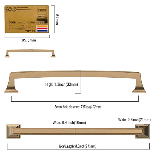Amerdeco 10 Pack Champagne Bronze Cabinet Handles 7.5 Inch(192mm) Hole Center for Kitchen & Bathroom Drawer & Dresser Pulls ZH0010 - color: Champagne Bronze, size: 7.5"/192MM Hole Center