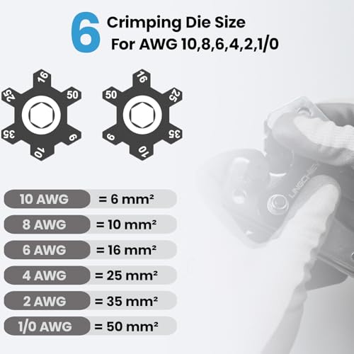 Battery Cable Wire Crimper Tool Kit for AWG 10-1/0 Lugs&Terminals