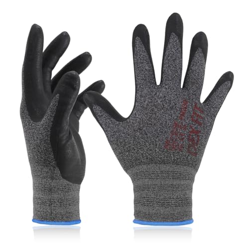 DEX FIT Nitrile Work Gloves FN330, 3D Comfort Fit, Touchscreen Grip Gloves for Warehouse, Construction, Package Handling, Delivery & General Work, Men & Women, BlackGray, XS, 1 Pair - color: Blackgray, size: X-Small (1 Pair)