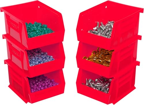 Akro-Mils 30210 AkroBins Plastic Storage Bins, 5"x4"x3", Red, 24-Pack - color: Red