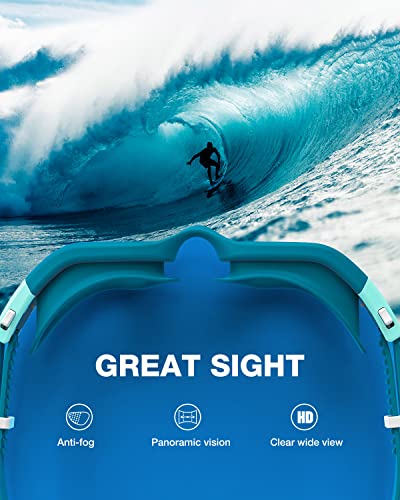 ZIONOR Swim Goggles, G1 SE Swimming Goggles Anti-Fog for Adult Men Women - color: A8-clear Lens Green Frame