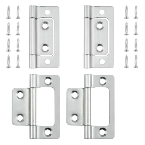 SDTC Tech 4-Pack Non-Mortise Door Hinges Bifold Butt Cabinet Hinges Silver - color: Silver