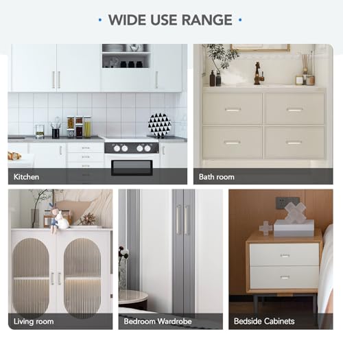 HOME EDIT Brushed Nickel Solid Cabinet Handles & Pulls 3-3/4 Inch 10 Pack - color: Brushed Nickel, size: 3-3/4 inches Hole Center