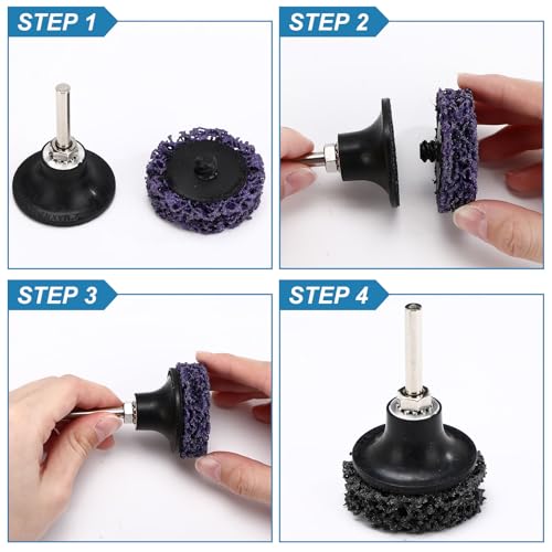 Macarrie 150 Pcs 2 Inch Surface Conditioning Sanding Discs, Diamond | Quick Change Fine Medium Coarse Sanding Pads Die Grinder Accessories for Surface Strip Grind Polish Burr Finish - color: black,blue,purple