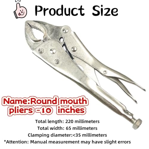 10-inch Locking Pliers, Curved Jaw with Wire Cutter - size: 10-Inch