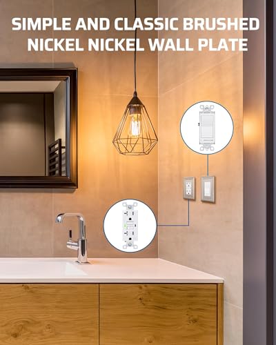 DEWENWILS Decorator Outlet Covers, Brushed Nickel Light Switch Cover Plates - color: Brushed Nickel, size: 1 Decorator 2PK