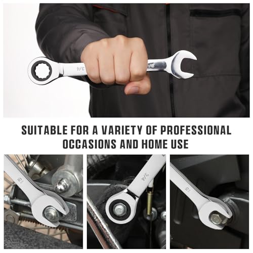 GRENPRO 23PCS Ratcheting Wrench Set Metric & SAE Combination Open End - style: 23PCS Ratcheting Wrench Set