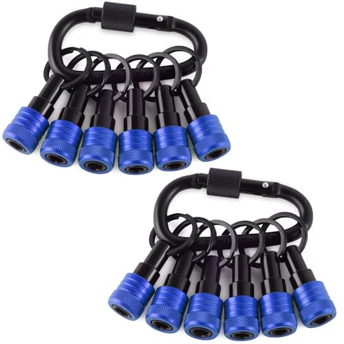 Katerk Bit Holder Keychain 12 Pcs, 1/4-Inch Hex Shank, Quick Release, Blue - color: Blue