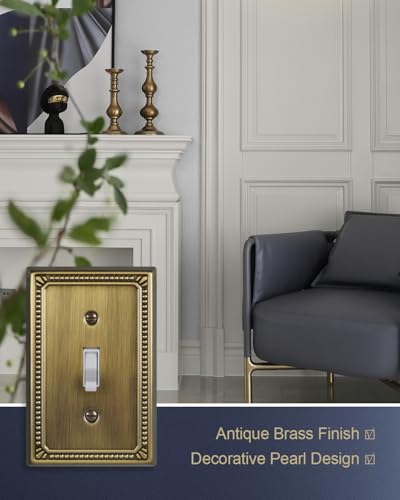 Switch Plates Outlet Covers, 2-Pack Antique Brass Metal Wall Plates - color: Antique Brass, size: 1 Toggle 2PK