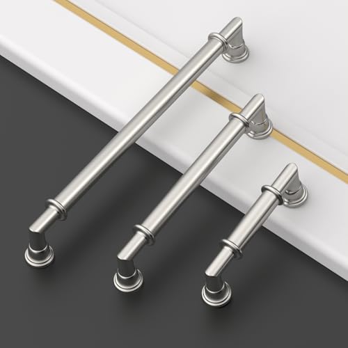 Asidrama 10 Pack 5 Inch(128mm) Brushed Satin Nickel Kitchen Cabinet Handles, Cabinet Pulls Kitchen Cabinet Hardware for Cupboard Drawer Pulls 2281 - color: Brushed Satin Nickel, size: 5" Hole Center
