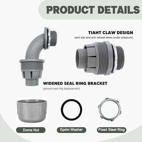 3/4 Inch Liquid Tight Connector - 15 Pack PVC Electrical Conduit Fittings 180 Degree Straight Flexible Connectors for Home, Kitchen, and Bathroom Conduit Connector - size: Straight 3/4"