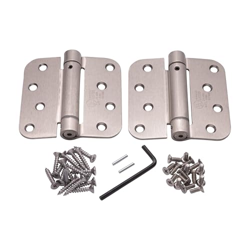 Self Closing Spring Hinges Satin Nickel 4 Inch - 5/8 Inch Radius 2-Pack - color: Satin Nickel, size: 4" x 4" with 5/8" radius (Pack of 2)