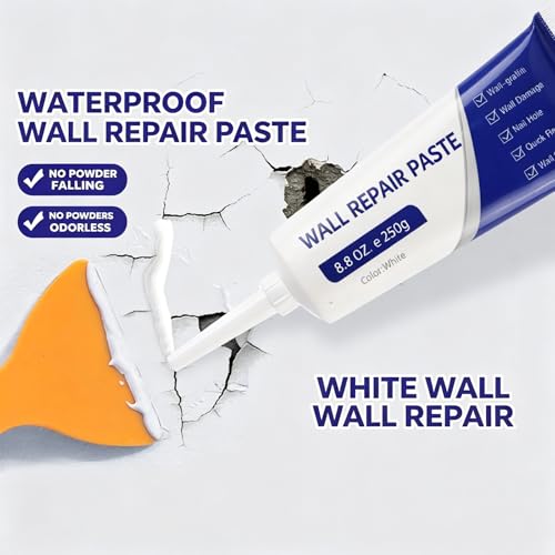 Drywall Patch Repair Kit with Scraper - 250g Wall Repair Paste, Quick Fill Wall Mending Agent for Holes, Cracks, Peeling & Graffiti, White Wall Repair Cream for Home Drywall Repair