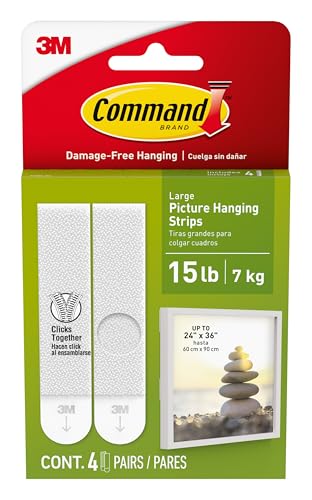 Command Large (15 lb) Picture Hanging Strips, 4 Pairs (8 Strips) - size: Large, style: 4 Pairs