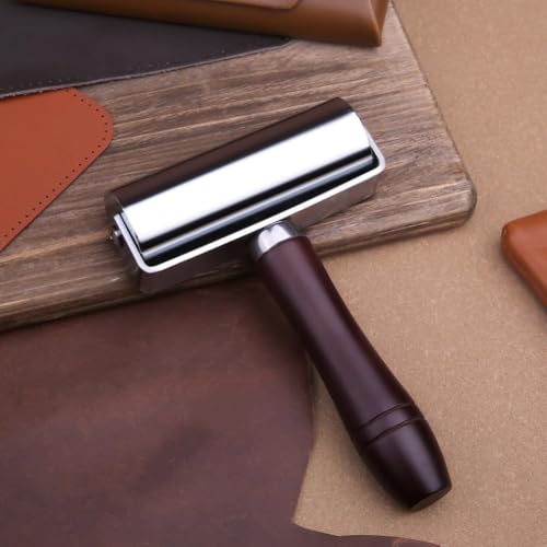 Mnuizu 100 mm Leather Press Edge Roller, Brayer Rollers for Crafting - color: Black, size: 100mm