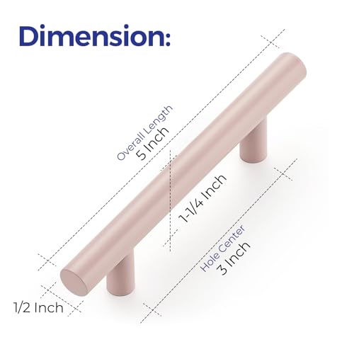 Ravinte Cabinet Handles,5" Length,3" Hole Center,Pink,30 Pack - color: Pink