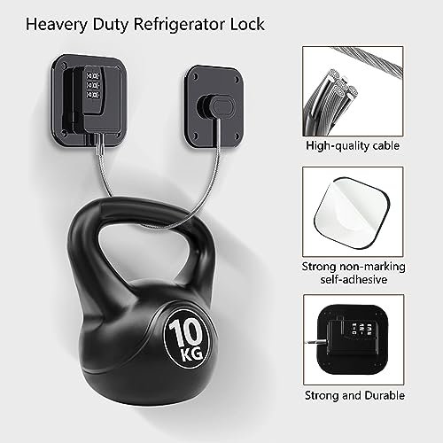 Refrigerator Lock, Heavy Duty Fridge Lock, Combination Lock for Refrigerator Cabinets, Drawers, Safety, Easy Install No Keys Needed (Black-1Pack) - color: Black-1Pack
