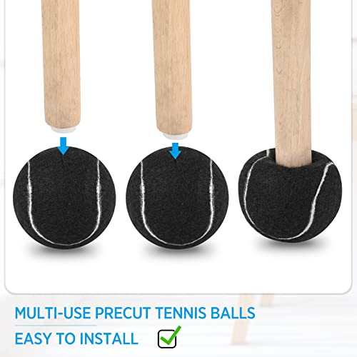 Macarrie 60 Pcs Precut Tennis Balls for Chairs Legs, Black - color: Black