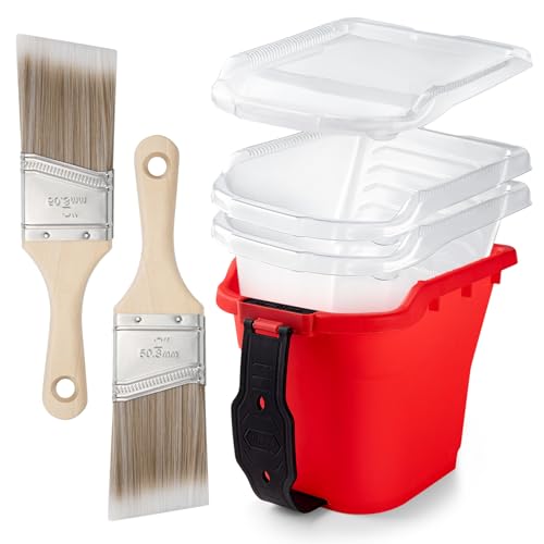Mister Rui Paint Brushes Paint Cup with Hand Held Paint Bucket Liner & Lid - size: 1PCS, 2" Short, Red Paint Cup