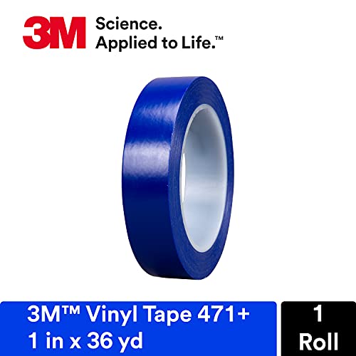 3M Vinyl Tape 471+, 1 in x 36 yd, Indigo, 1 Roll - size: 1 in x 36 yd