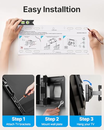 USX STAR Full Motion TV Wall Mount for 37-85 Inch TVs Mounts Up to 132lbs, Fit 16" Wood Stud, Max VESA 600x400mm, Swivel and Tilt Articulating Wall Mount TV Bracket,Fit Most 55+ 65 70 75 inch TVs - size: For 37-85'' TV
