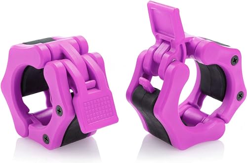 Olympic Barbell Clamps Collars Quick Release Pair Weight Clips for 2 inch Barbell PINK - color: Pink, size: Olympic 2"